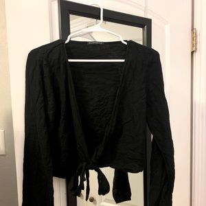 Black Tie-On Crop Top